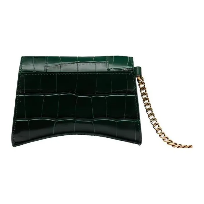 Balenciaga Hourglass Cow Leather With Sheepskin Leather Hourglass Bag Card Holder Women's Green-2