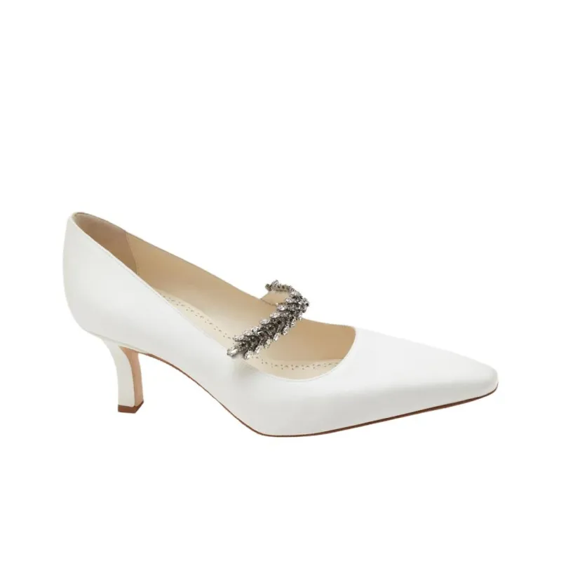 MANOLO BLAHNIK Majika Slim Heel High Heels 7cm Women's White-3