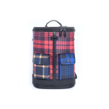 FREQUENTFLYER Polyester Backpack Unisex Plaid Yellow And Blue/Scottish Plaid Red