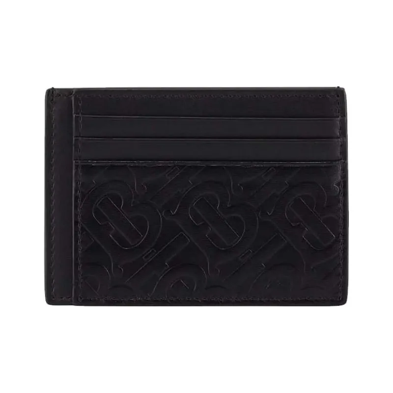 Burberry Monogram Leather Card Case 6 Slot Black-0
