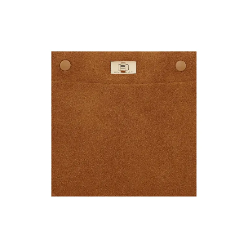Anya Hindmarch Calfskin Tote Bag Shopping Bag Handbag Shoulder Bag Small Size Women's Brown-4