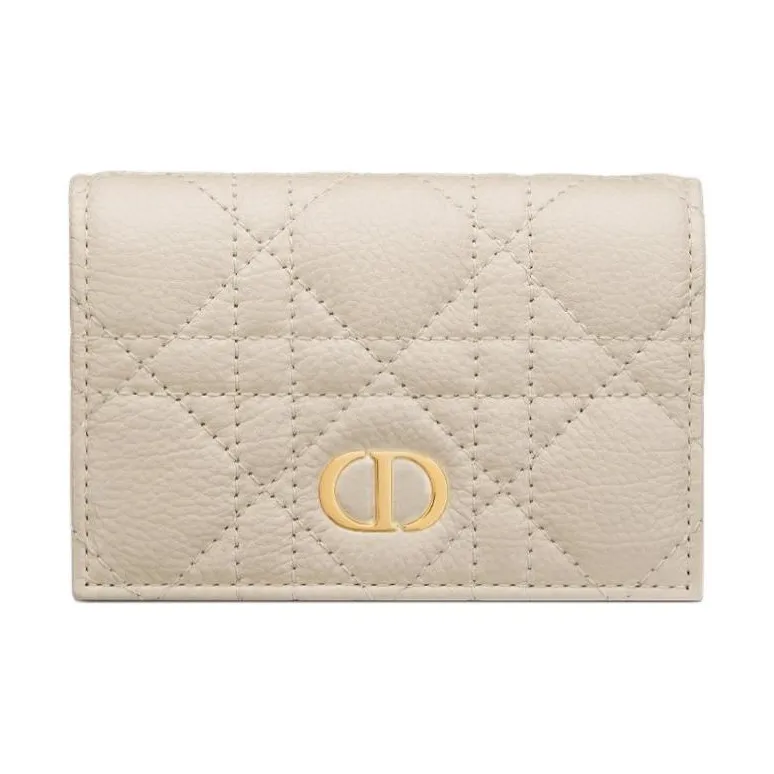 DIOR Caro Calfskin Wallet Women's Pink Beige & Lily Of The Valley Green-0