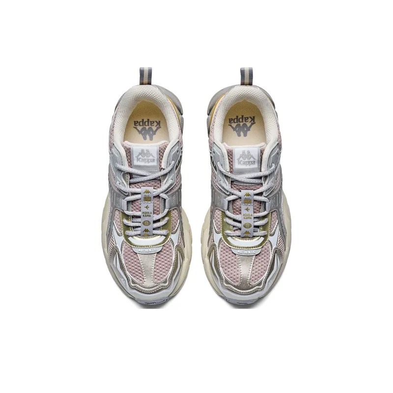 Kappa Back to Back Anti Slip Wear Resistant Low Top Chunky Sneakers Unisex Gold-3