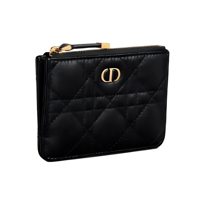 DIOR Caro Calfskin Card Holder Women's Black-1