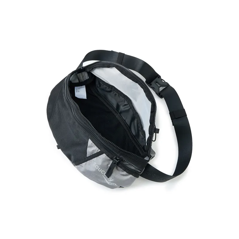 Saucony Polyamide One Shoulder Crossbody Bag, Sling Bag, Fanny Pack Unisex Dazzling Color White Silver-3