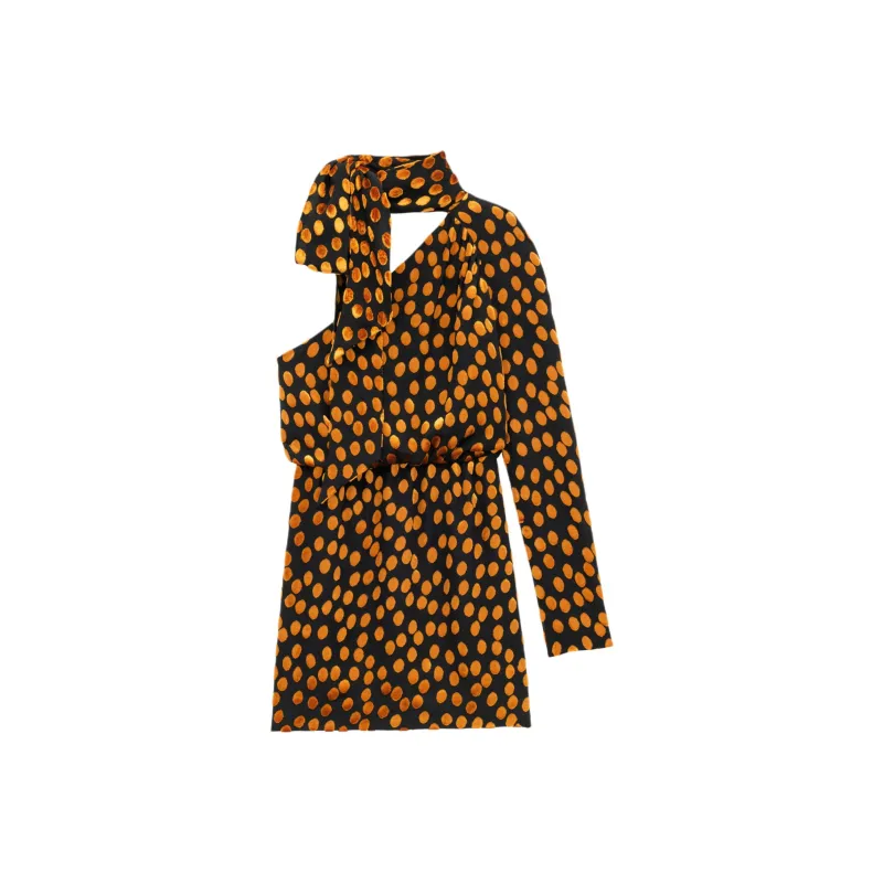 SAINT LAURENT Long Sleeved Dress Women's Orange-0