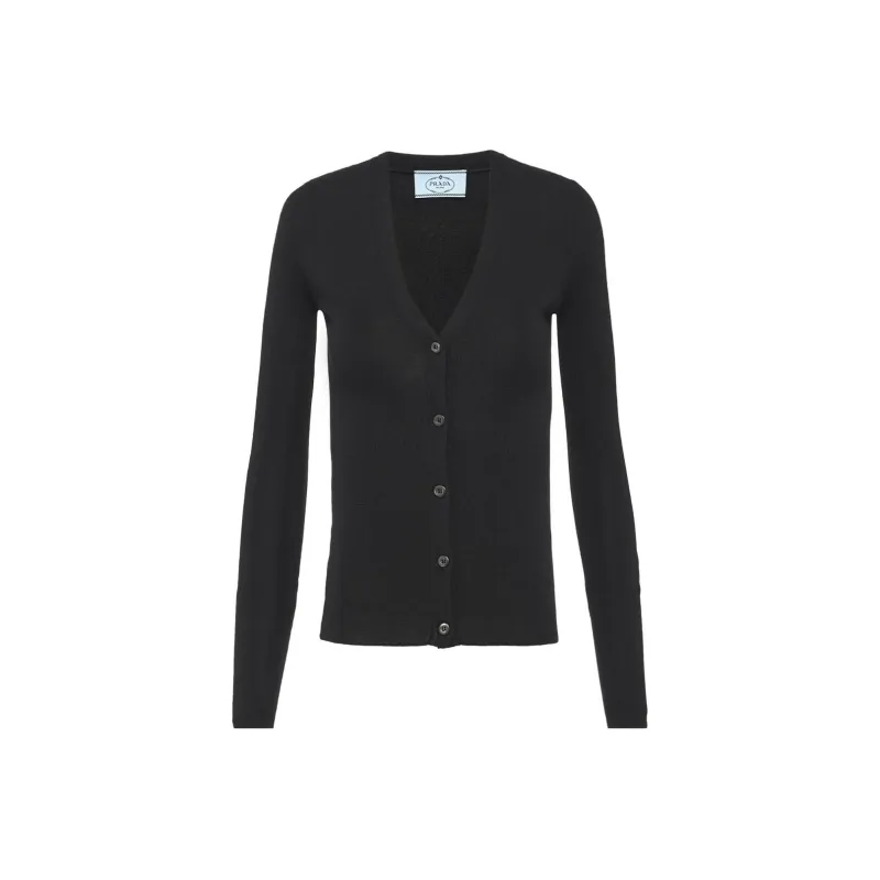 PRADA V neck Cashmere silk Cardigan-0