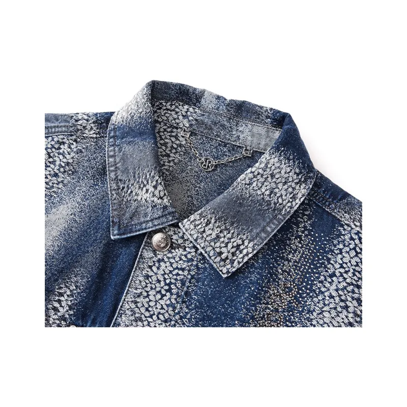 RARE Off The Shoulder Denim Jacket Men's Dark Blue-3