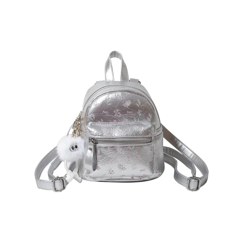 OCTSUI PU Backpack Women's White/Black/Silver-11