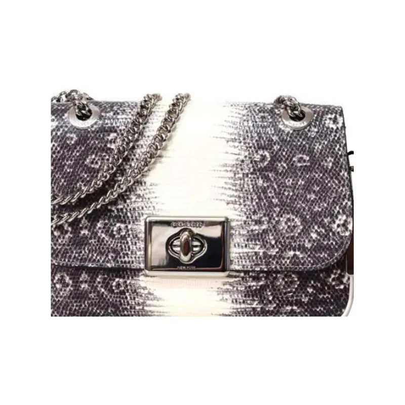 COACH Cassidy Leather Shoulder Bag, Crossbody Bag Medium Size Women's Black Gray-3