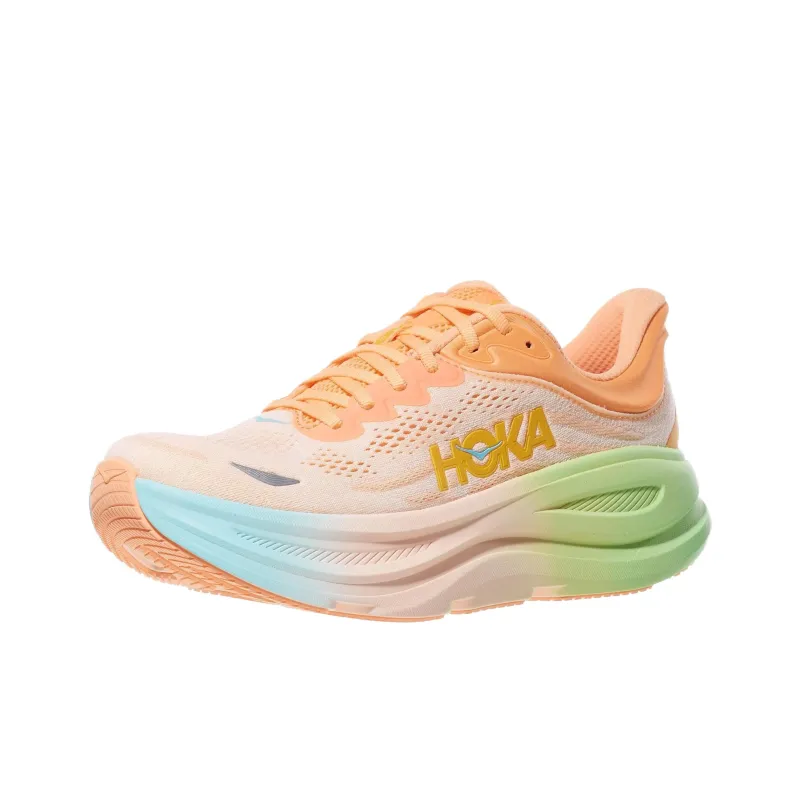 HOKA ONE ONE Bondi 9 Abrasion Resistant Low Top Running Shoes Men's Light Orange-2