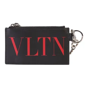Valentino Calfskin Card Holder Men's Black