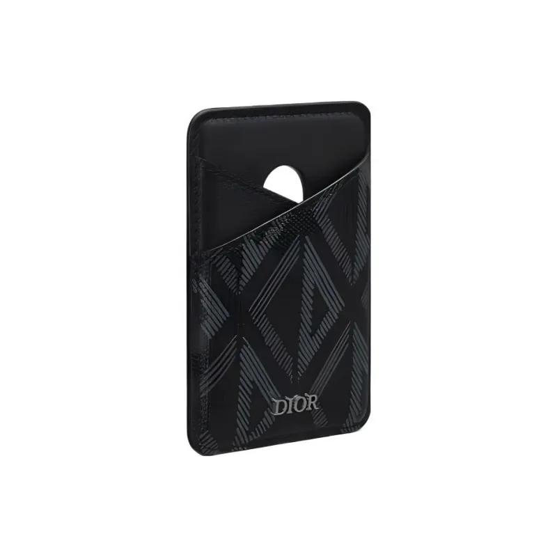 DIOR Canvas With Cow Leather Patchwork Detail Card Holder Men's Black-1