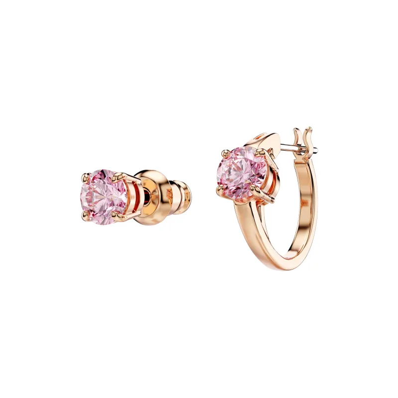 Swarovski Synthetic Cubic Zirconia Earrings Women's Pink-2
