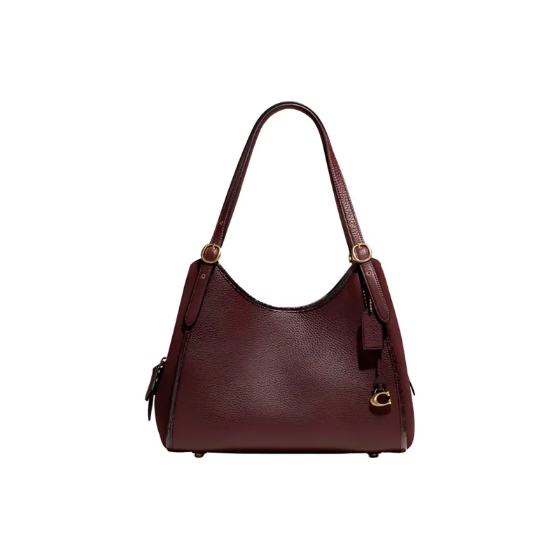 COACH Lori Pebbled Leather Handbag, Shoulder Bag Large Size Women's Burgundy-0