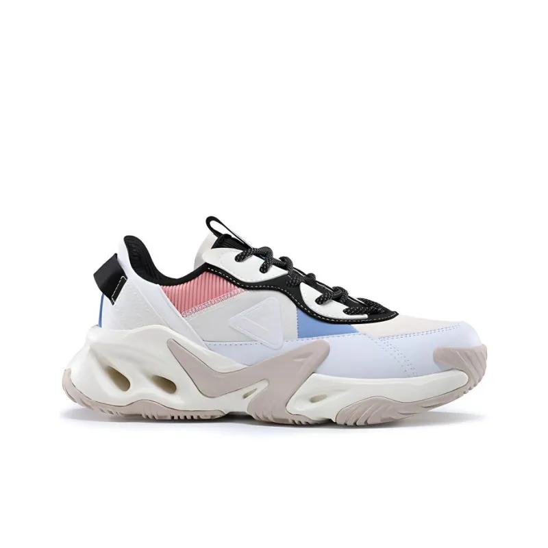 PEAK Qingyi Cushioning Breathable Wear Resistant Slip Resistant Low Top Running Shoes Women's White Blue-1