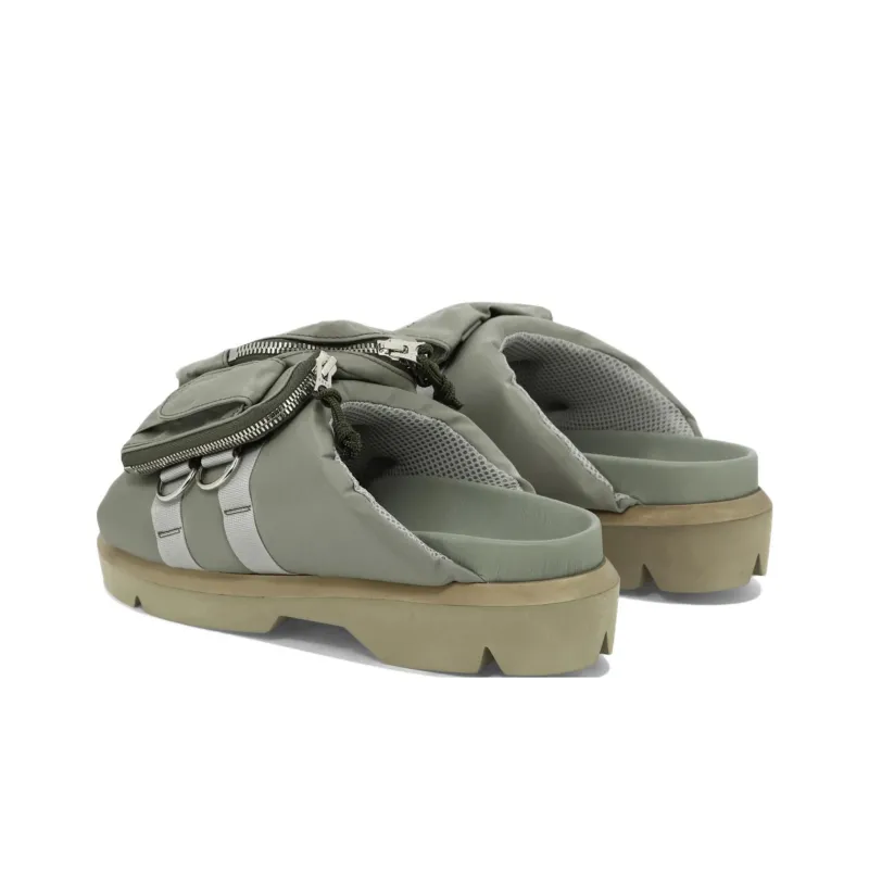 Sacai Rubber Abrasion Resistant Slide Slippers Unisex Gray Green-1