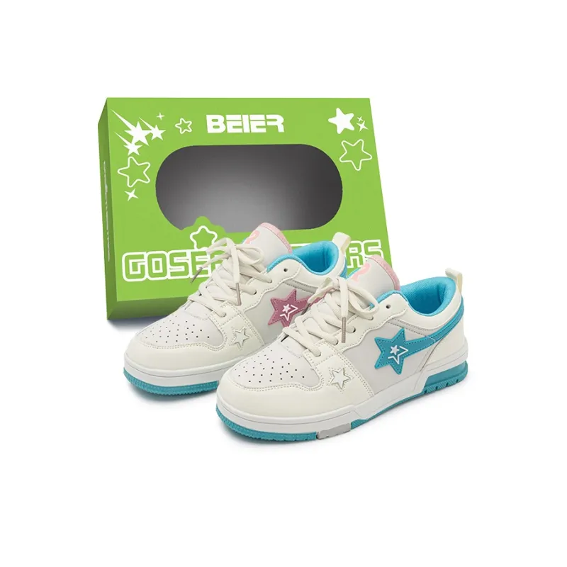 BEIER Stars Collection Durable Lightweight And Breathable Low Top Skateboard Shoes Unisex Black White-18