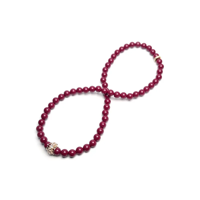 MOUNTAINS AND MANS Cinnabar New Chinese Style Stackable Good Luck Beaded Bracelet Unisex-17