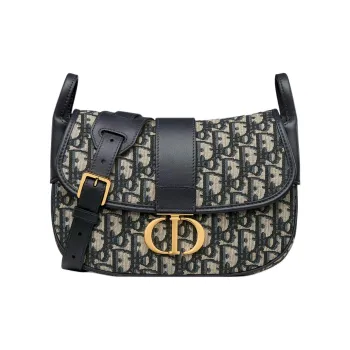 DIOR 30 Montaigne Cotton Crossbody Bag, Shoulder Bag Medium Size Women's Khaki & Blue