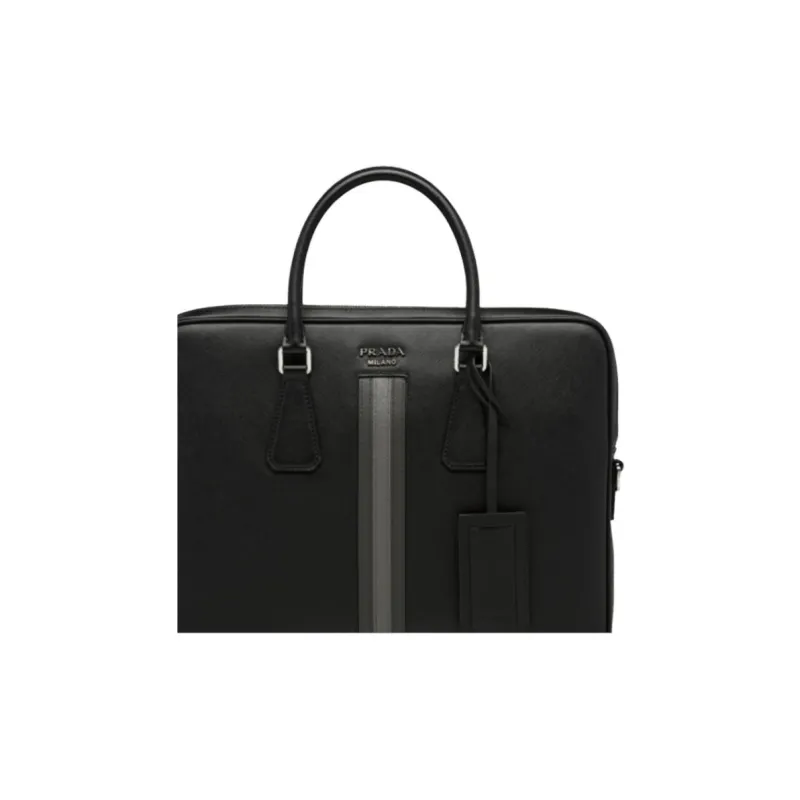 PRADA Saffiano Leather Briefcase Messenger Bag Crossbody Bags Handbags Men's Black-1