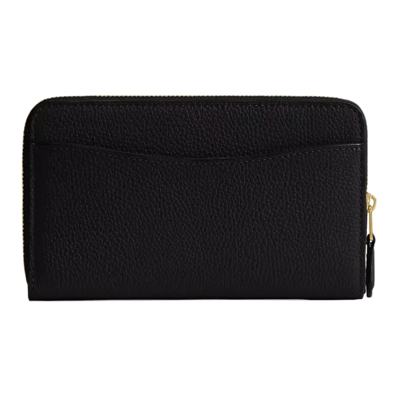 COACH Essential Polished Pebbled Leather Wallet Medium Size Women's Black-1