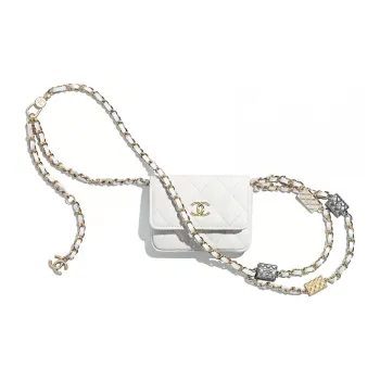 CHANEL 21K Winter Leather Fanny Pack Mini Women's White