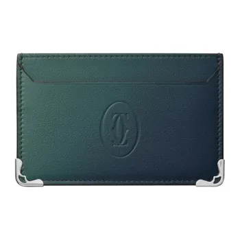 CARTIER Cow Leather Card Holder Women's Gradient Blue