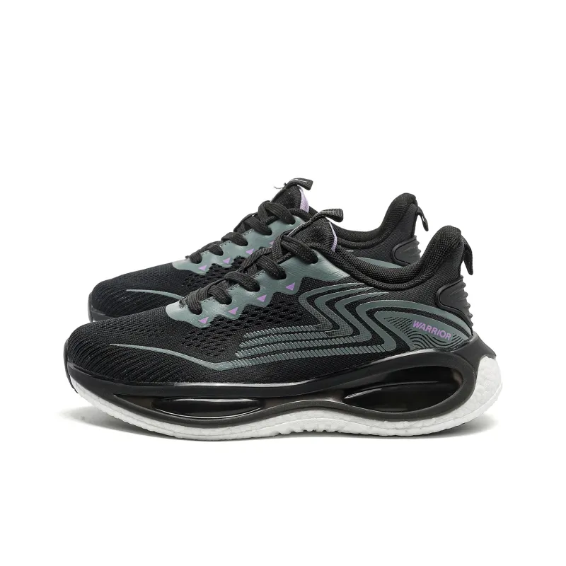 Warrior Cushioning Height Increasing Lightweight Breathable Low Top Athletic Shoes Women's Black Purple-1