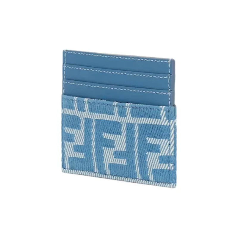 FENDI Baguette Cotton Card Holder Women's Blue-1