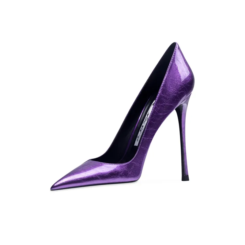 Ganxiaojie Slim Heel High Heels Women's Purple-6