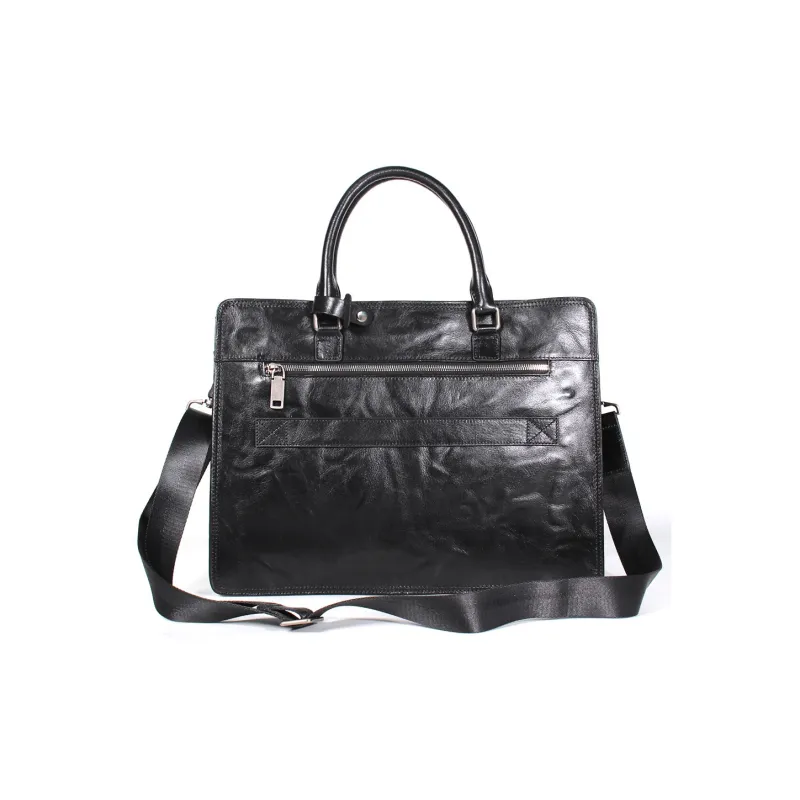 DOSRFINI Cow Leather Handbag Shoulder Bag Crossbody Bag Briefcase Regular Men's Black-3
