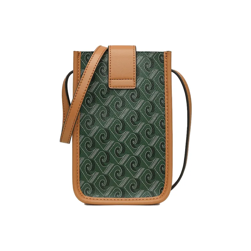 PIERRE CARDIN PVC Monogram Bag Shoulder Bag Crossbody Bag Travel Commute Cell Phone Pouch Regular Women's Brown-1