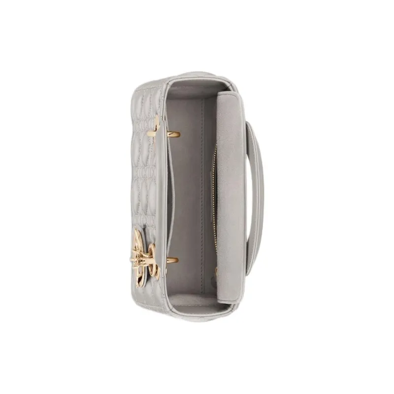 DIOR Lady Dior My ABCDior Sheepskin Lady Dior Bag, One Shoulder Handbag Trumpets Women's Gray-4