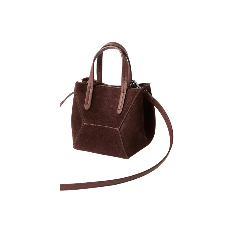 Brunello Cucinelli Suede One Shoulder Handbag Mini Women's Dark Purple Red-2