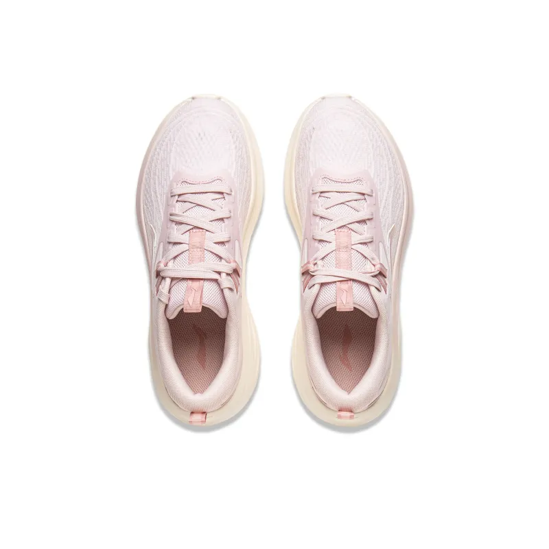 LiNing Ride Waves Cushioning And Breathable Low Top Casual Running Shoes Women's Peach Blossom Pink-3