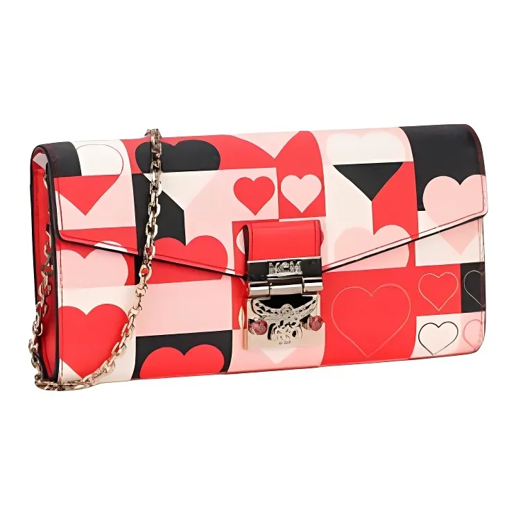 MCM Patricia Visetos Valentine Leather Wallet, Crossbody Bag Large Size Women's Red-2