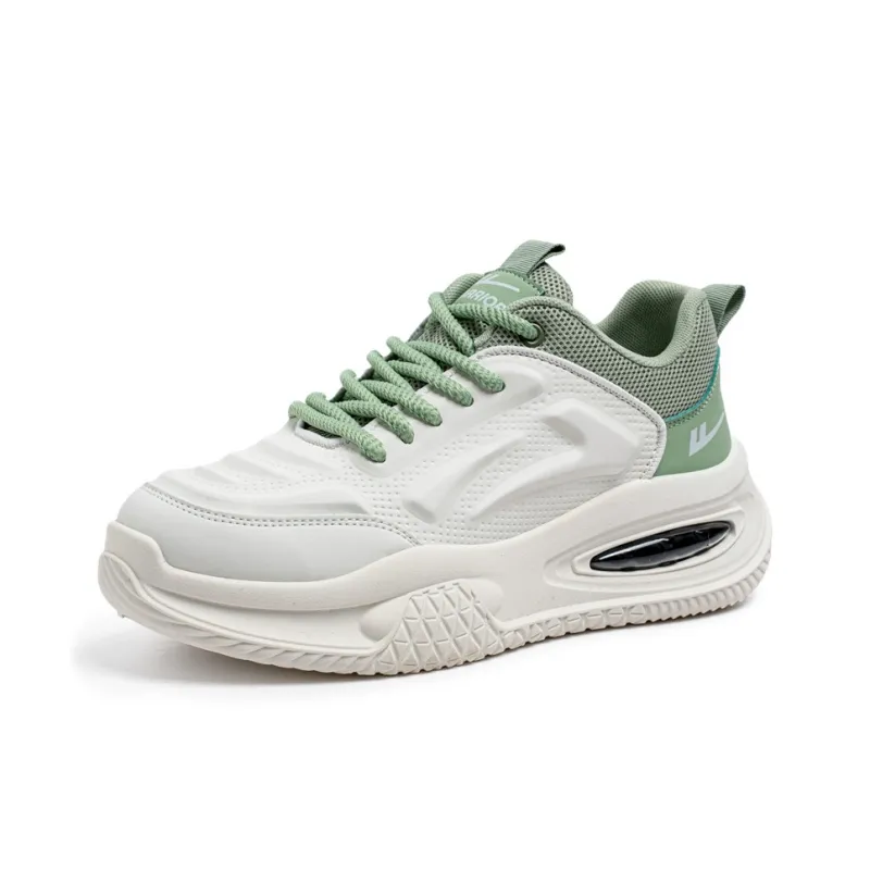 Warrior Height Increasing Wear Resistant Lightweight Slip Resistant Low Top Chunky Sneakers Men's White Green-1
