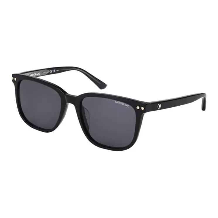 MONTBLANC Plate Frame Square Sunglasses Unisex Black-0