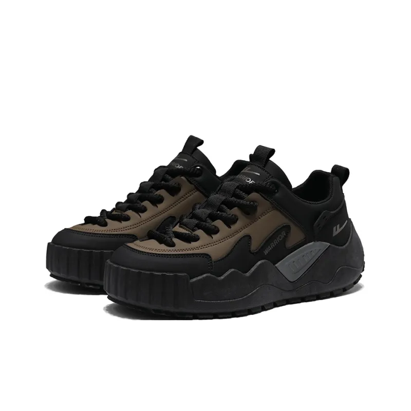 Warrior Coverage Height Increasing Abrasion Resistant Lightweight Slip Resistant Low Top Casual Shoes Men's Khaki Black-3