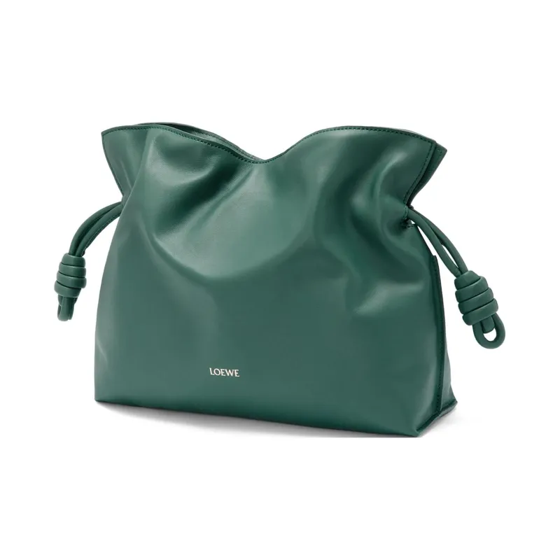 LOEWE Flamenco Napa Calf Leather Clutch Bag Over The Shoulder Medium Size Women's Vanilla Grass Green-2