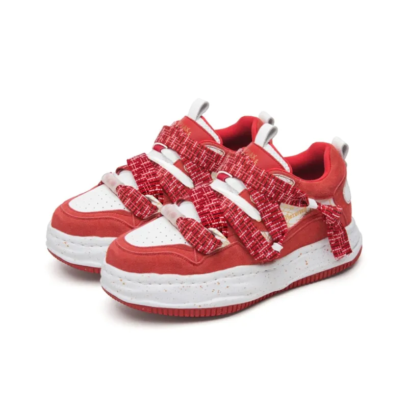 RELAXURSELF Slip Resistant Lightweight Height Increasing Low Top Skateboard Shoes Unisex Red Box-2