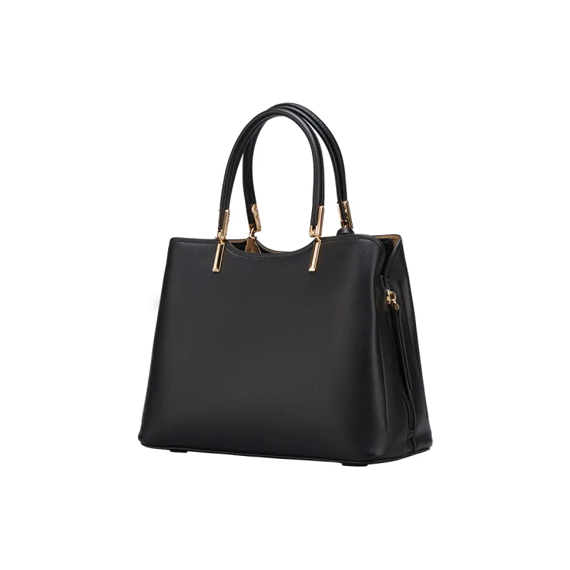 YEARCON Synthetic Leather Tote Bag, Shopping Bag, Shoulder Bag, Crossbody Bag, Handbag Large Size Women's Black-2