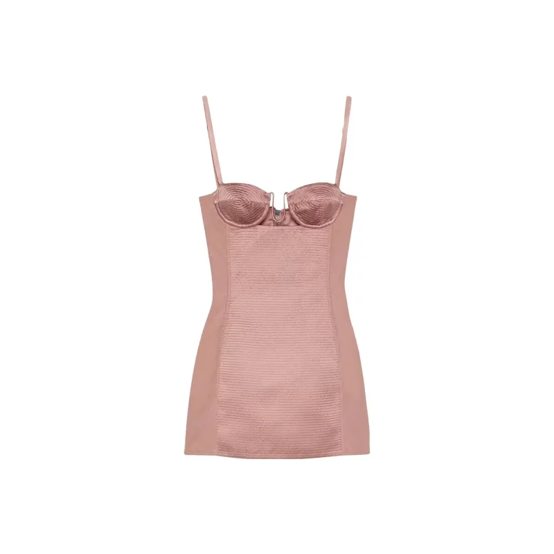 GUCCI Cutout Silk Duchesse Dress Light Pink-0