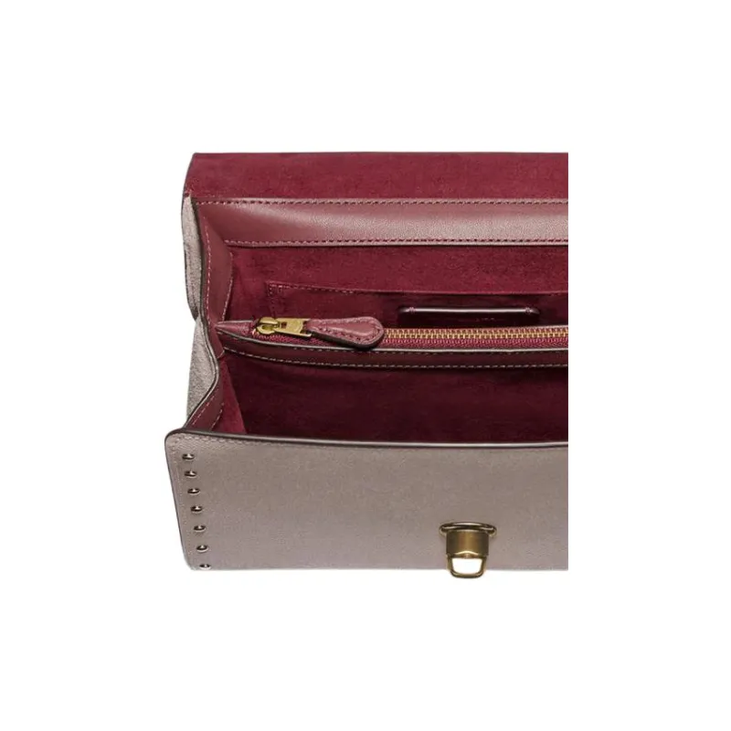COACH Tilly Twill Leather Handbag Shoulder Bag Crossbody Bag Medium Size Women's Ash Gray Birch/Gold-2