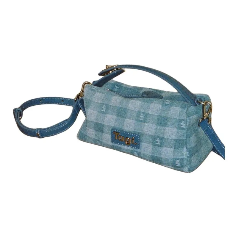Tagi. Cow Leather Crossbody Bag, Handbag Regular Women's Plaid Denim-1