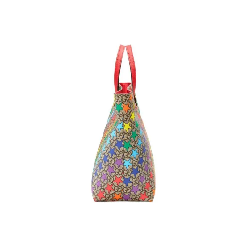 GUCCI Canvas With Leather Tote Bag Shopping Bag Handbag Kids' Bags Kids' Ebony/Red/Multicolor-1