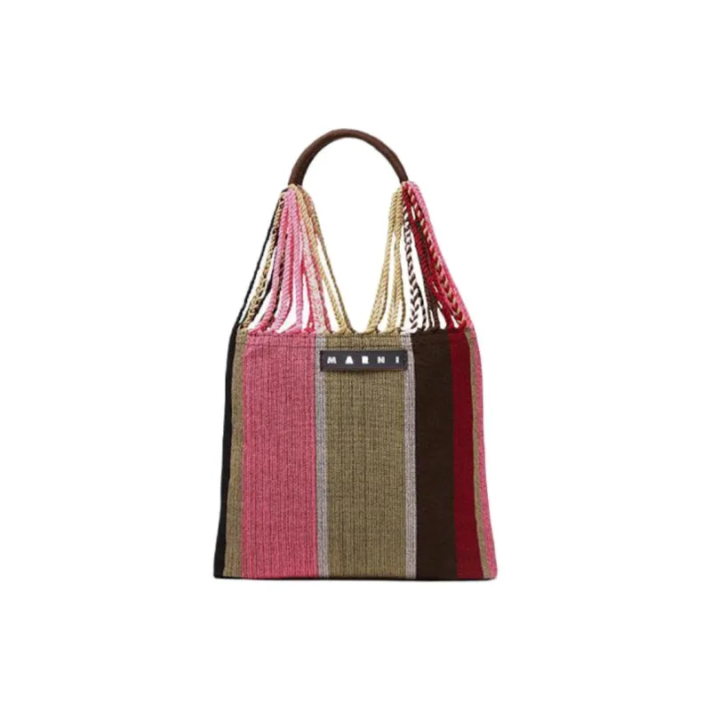 MARNI Fabric Hammock Bag Handbag Medium Size Women's Pink & Green & Red-0