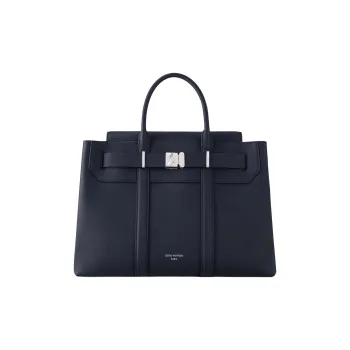 LOUIS VUITTON GEORGES Leather Trim Handbag Unisex Carbon