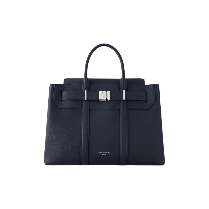 LOUIS VUITTON GEORGES Leather Trim Handbag Unisex Carbon-0